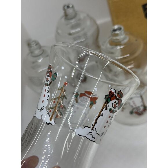 VTG HOMCO Snowman Votive Candle Cups Set of 4 Peg Glass Christmas Decor Retro - Picture 6 of 8